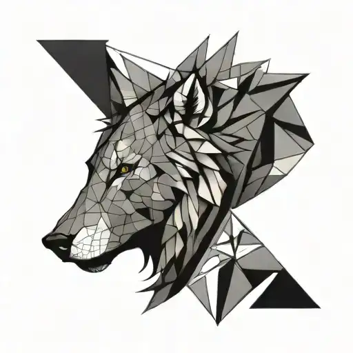 half lion half wolf head tattoo design idea