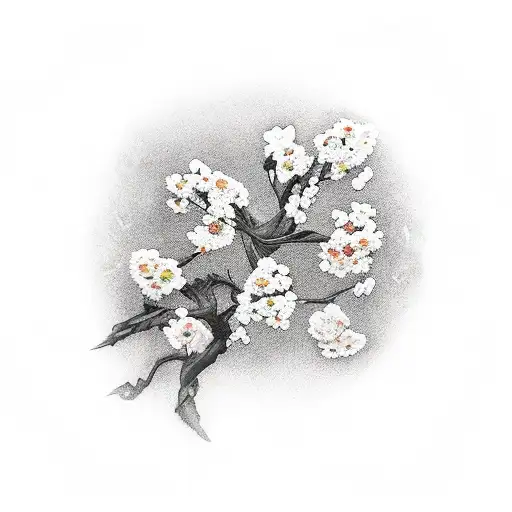 Cherry Blosom Branch with Susuwatari tattoo design idea