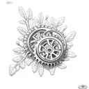 Cherry Blosom Branch with gears tattoo design idea