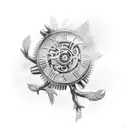 Cherry Blosom Branch with gears tattoo design idea