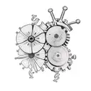 Cherry Blosom Branch with gears tattoo design idea