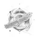 electric guitar and space, planets, galaxy tattoo design idea