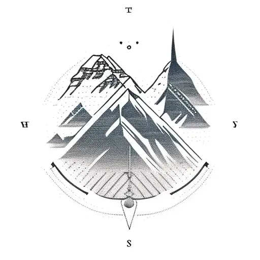 Realism "A Minimalist Design Of Mount Everest..." Tattoo Idea BlackInk AI