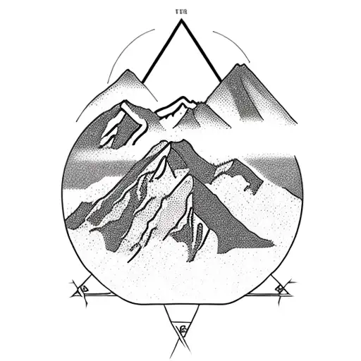 Realism "A Minimalist Design Of Mount Everest..." Tattoo Idea BlackInk AI