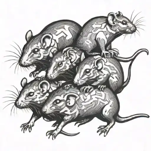 many rats walking one after another tattoo design idea