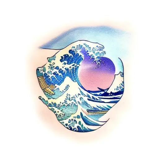 wave of kanagawa tattoo design idea