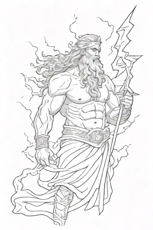 Zeus holding a lightning bolt tattoo design idea