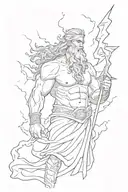 Zeus holding a lightning bolt tattoo design idea
