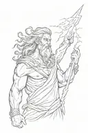 Zeus holding a lightning bolt tattoo design idea