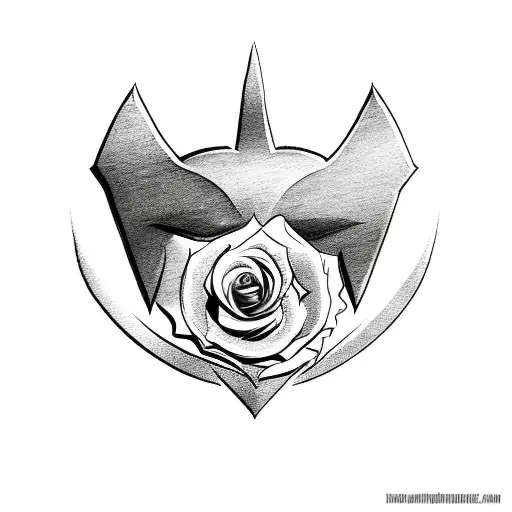 Batman logo with a rose tattoo design idea