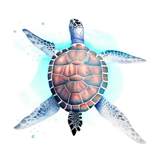 underwater turtle tattoo design idea