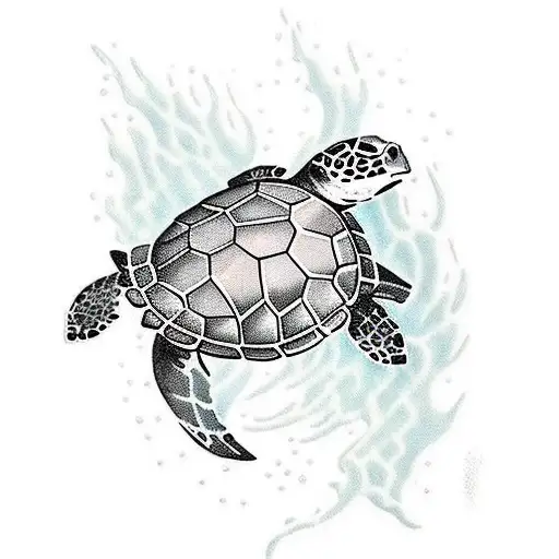 underwater turtle dangerous tattoo design idea