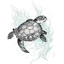 underwater turtle dangerous tattoo design idea