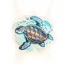 underwater turtle dangerous tattoo design idea
