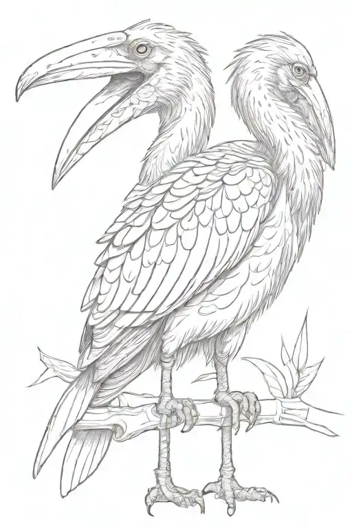 shoebill stork bird sitting tattoo design idea