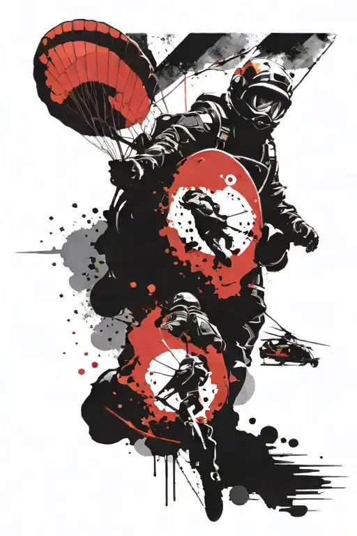 paraglider and scuba diver tattoo design idea