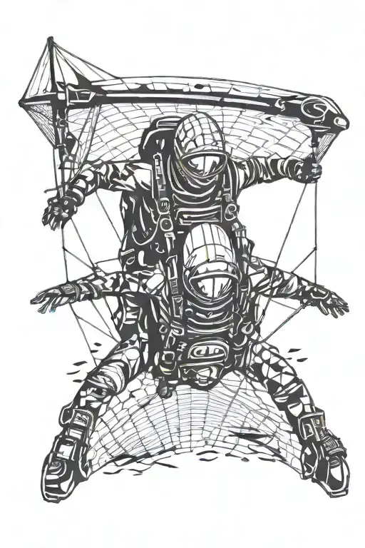 paraglider and scuba diver tattoo design idea