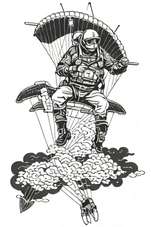 paraglider and scuba diver tattoo design idea