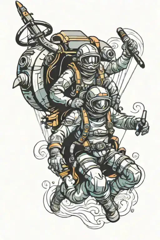 paraglider and scuba diver tattoo design idea