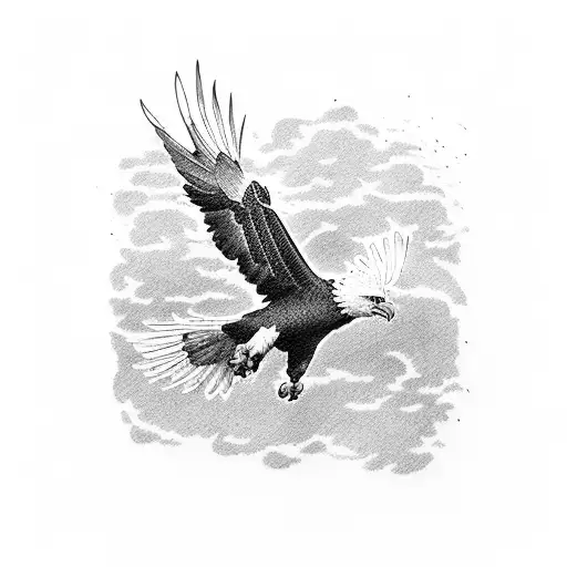 flying bald head eagle tattoo design idea
