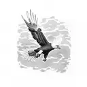 flying bald head eagle tattoo design idea