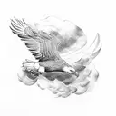 flying bald head eagle tattoo design idea