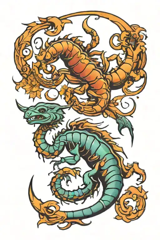 scorpio and leo zodiac sign tattoo design idea