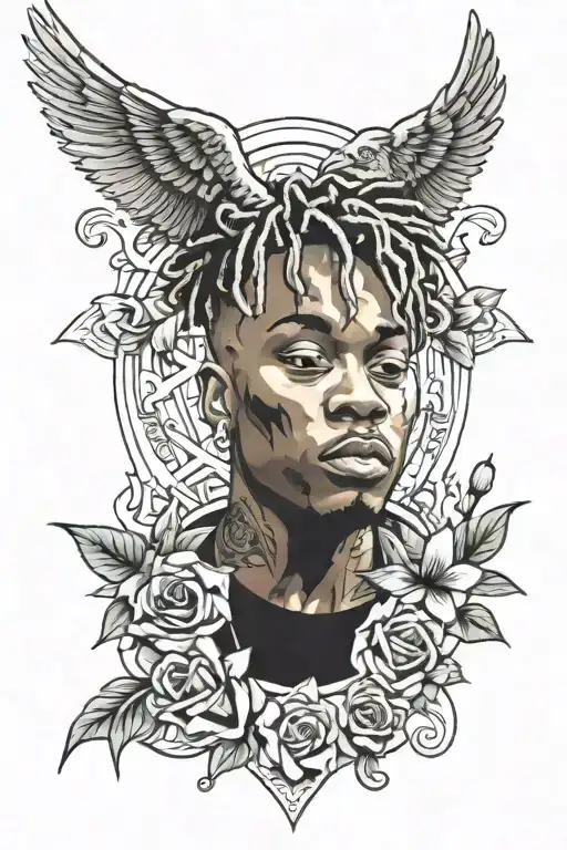 juice wrld in holy trinity   tattoo design idea
