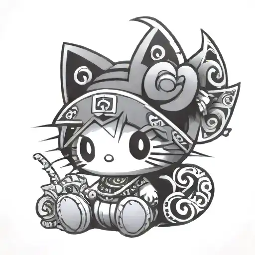 cybertribal kuromi hello kitty tattoo design idea