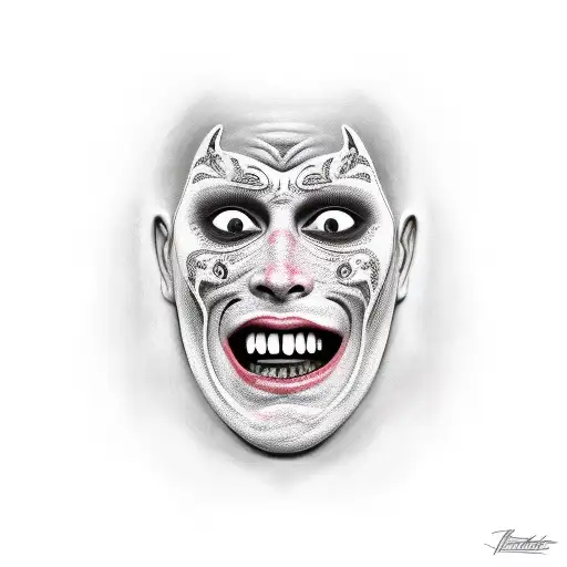 face behind a mask crying and screaming, panic, anxiety, man pulling face off tattoo design idea