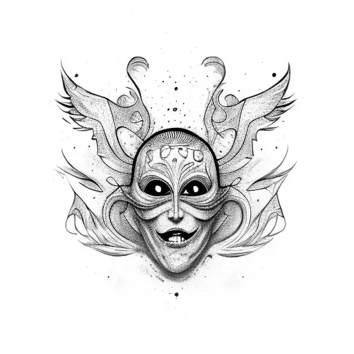 face behind a mask crying and screaming, panic, anxiety, tattoo design  tattoo design idea