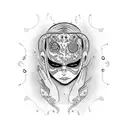 face behind a mask crying and screaming, panic, anxiety, tattoo design  tattoo design idea