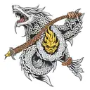 use weapon from elden ring  tattoo design idea