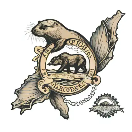 california seal with building  tattoo design idea