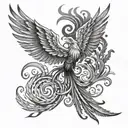A powerful phoenix design incorporating elements of mental fortitude and courage tattoo design idea