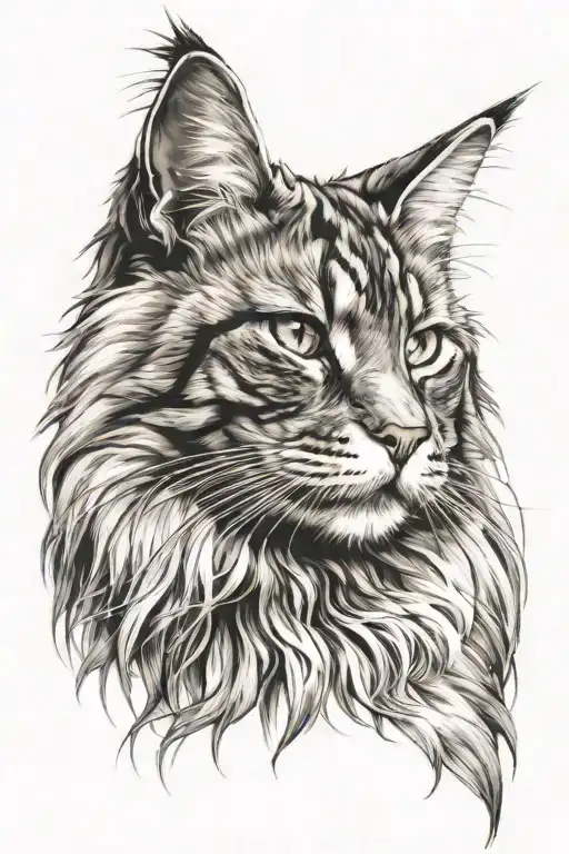 Maine Coon cat tattoo design idea