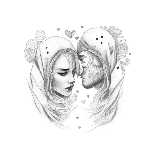 two people met and feel in love unintentional  tattoo design idea