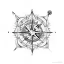 Compass, flower, mountains, geometric  tattoo design idea