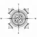 Compass, flower, mountains, geometric  tattoo design idea