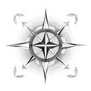 Compass, flower, mountains, geometric  tattoo design idea