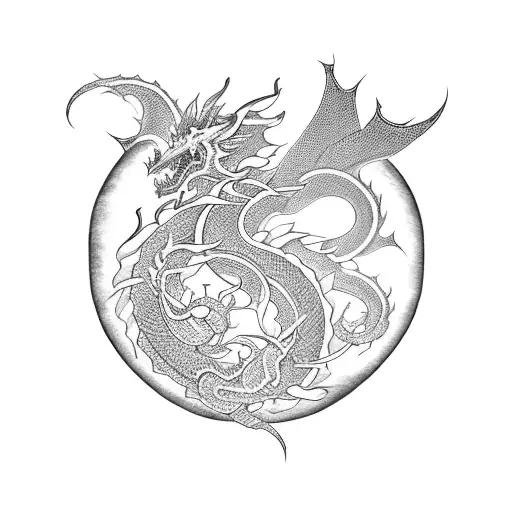 A blackwork tattoo of a Japanese dragon emerging from a book tattoo design idea