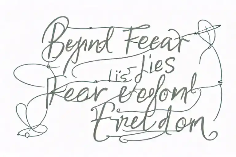 quote "beyond fear lies freedom" tattoo design idea
