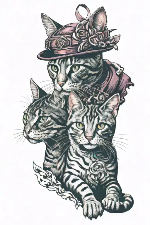 cats and loyalty tattoo design idea