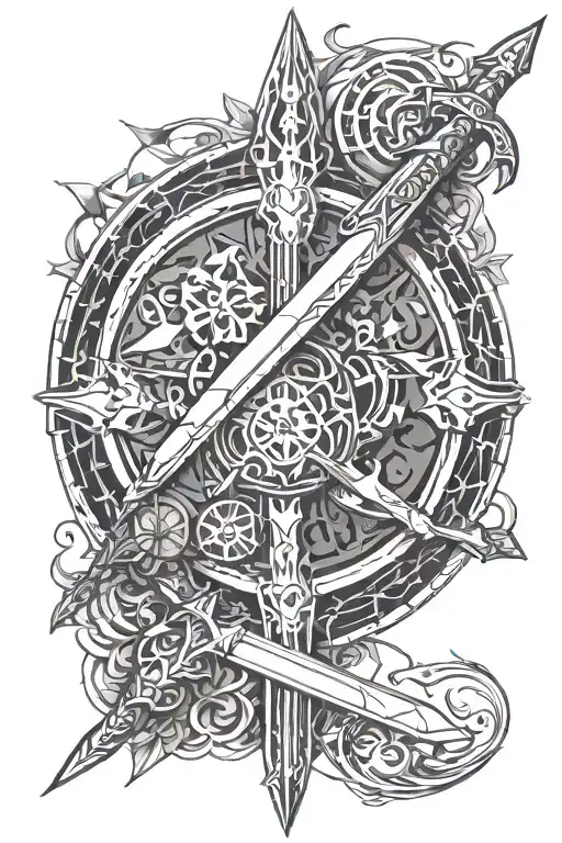 Nier Automata sword geometrical tattoo design idea