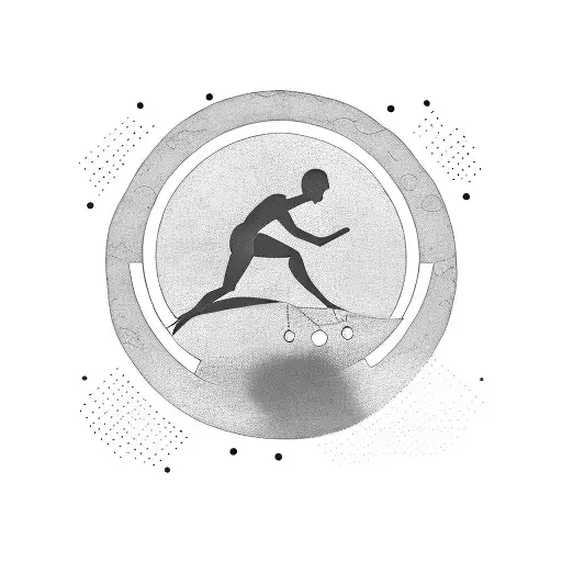 A minimalist silhouette of a triathlete swimming, biking, and running tattoo design idea