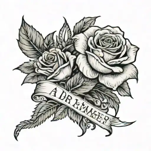 Parchment written "a day do remember" with a rose inside the parchment tattoo design idea