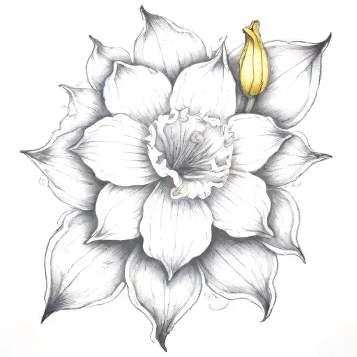 majestic, daffodil bud tattoo design idea