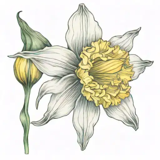 majestic, daffodil bud tattoo design idea