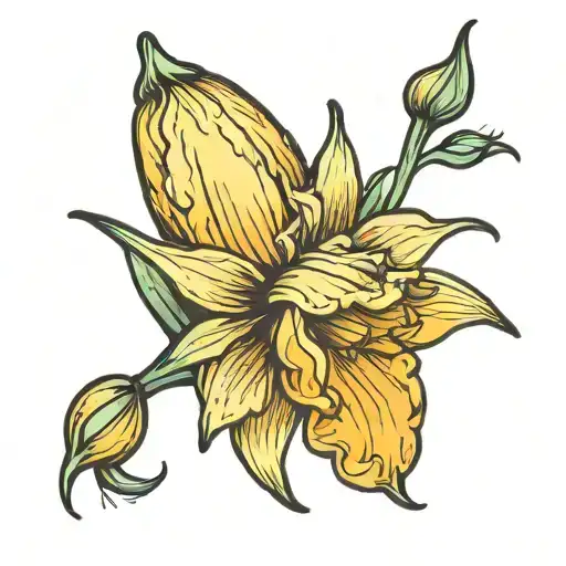 majestic, daffodil bud tattoo design idea
