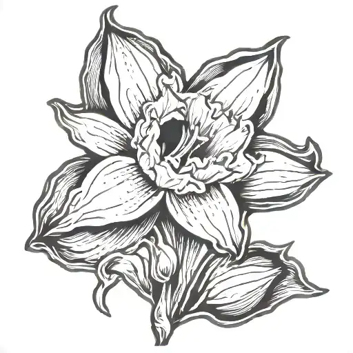 sexy  daffodil bud tattoo design idea